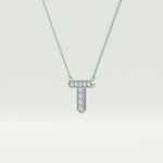 0.17 CT Round Lab-Grown Diamond T Initial Necklace 15