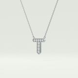0.17 CT Round Lab-Grown Diamond T Initial Necklace 15