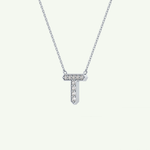 0.17 CT Round Lab-Grown Diamond T Initial Necklace 17