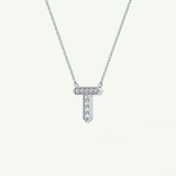 0.17 CT Round Lab-Grown Diamond T Initial Necklace 17