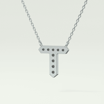 0.17 CT Round Lab-Grown Diamond T Initial Necklace 18