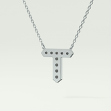0.17 CT Round Lab-Grown Diamond T Initial Necklace 18