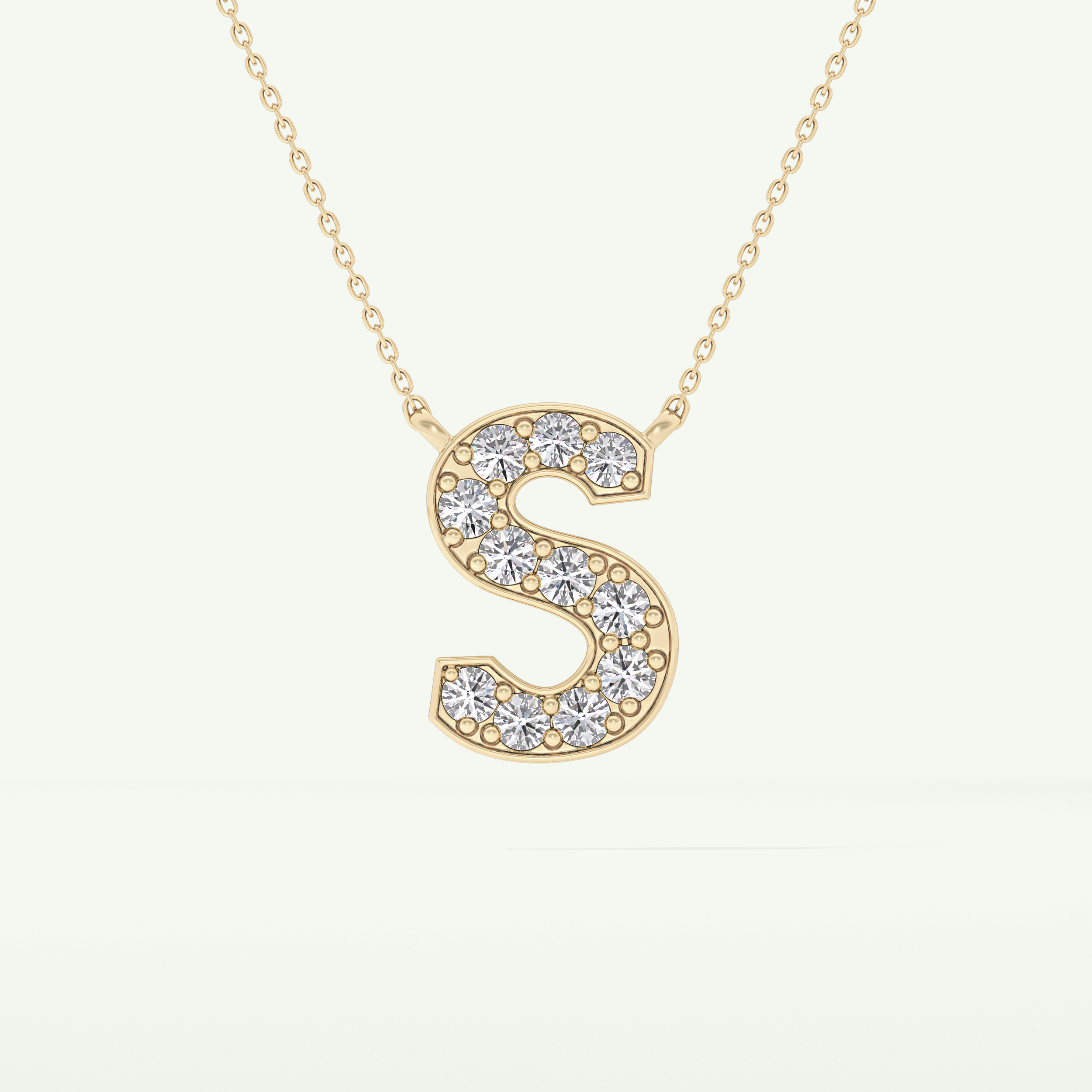 0.77 CT Round Lab-Grown Diamond S Initial Necklace 2