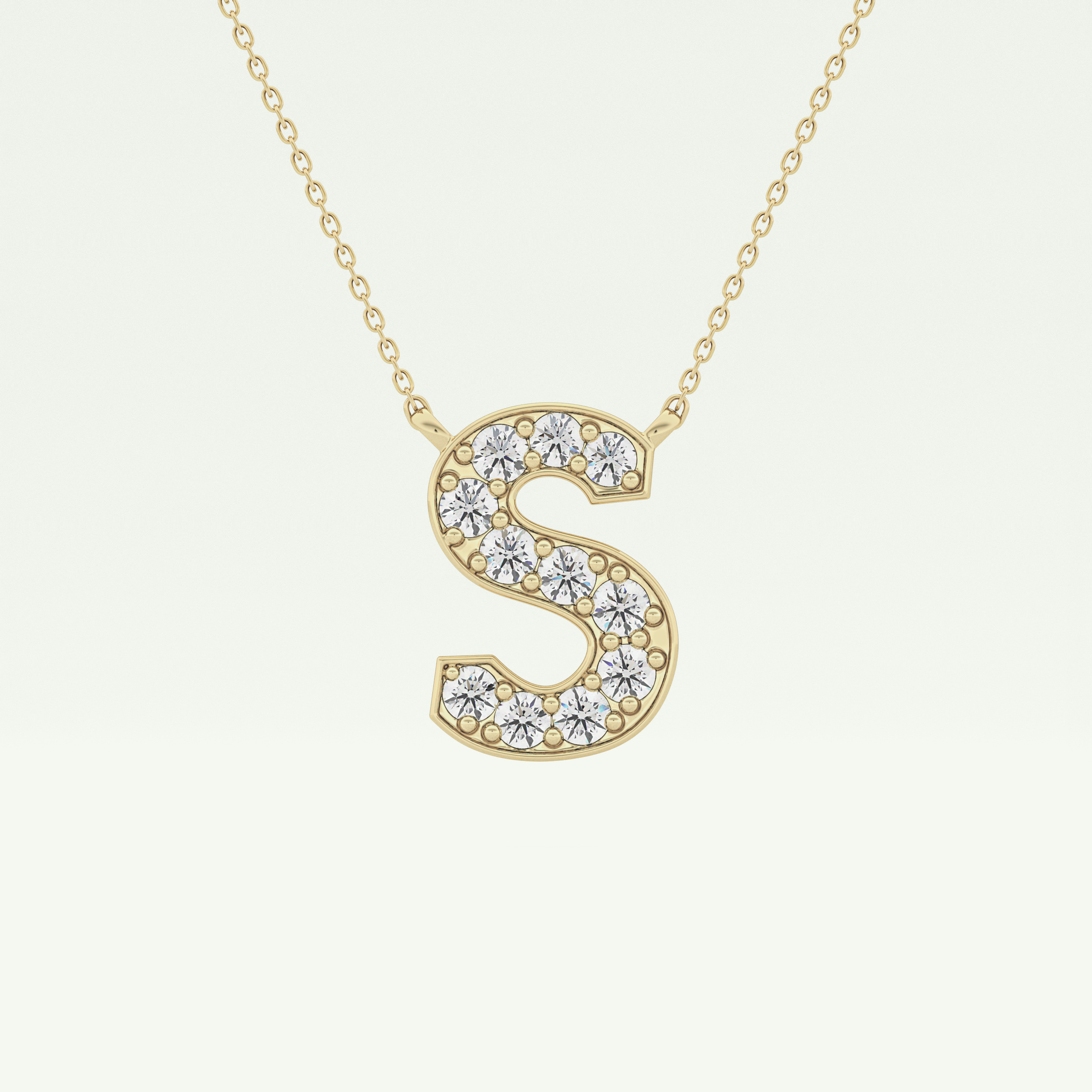 0.77 CT Round Lab-Grown Diamond S Initial Necklace 1
