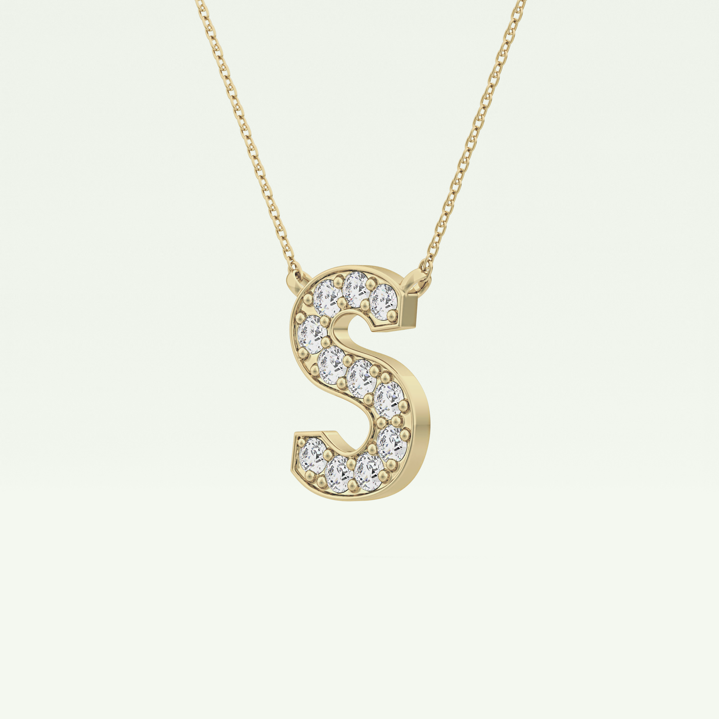 0.77 CT Round Lab-Grown Diamond S Initial Necklace 3