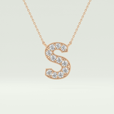 0.77 CT Round Lab-Grown Diamond S Initial Necklace 6