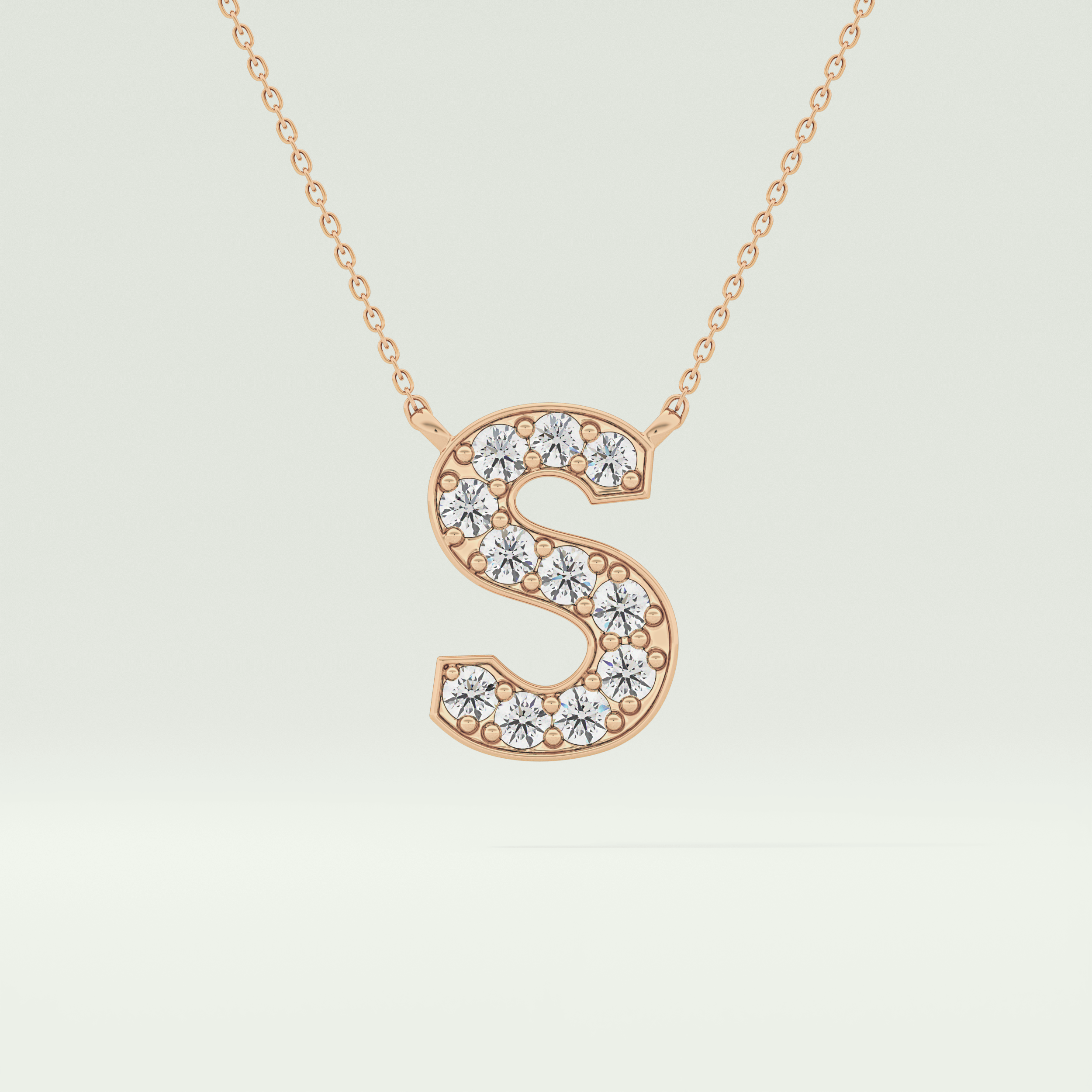 0.77 CT Round Lab-Grown Diamond S Initial Necklace 6