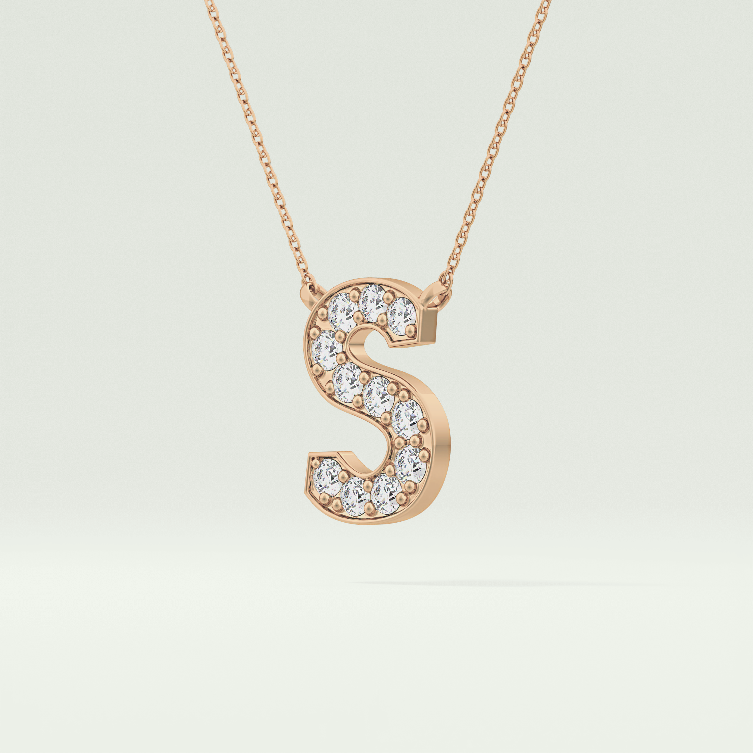 0.77 CT Round Lab-Grown Diamond S Initial Necklace 8