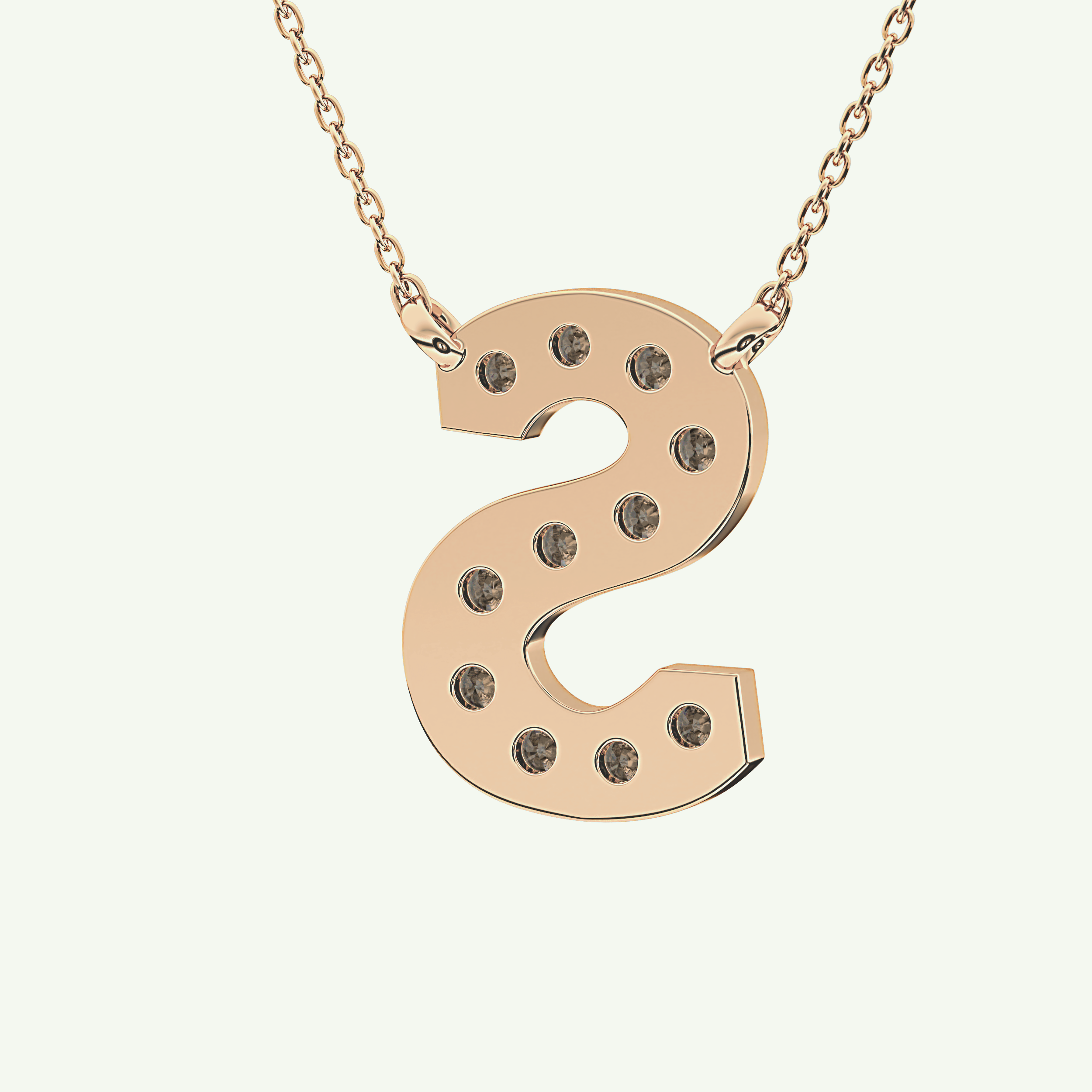 0.77 CT Round Lab-Grown Diamond S Initial Necklace 10
