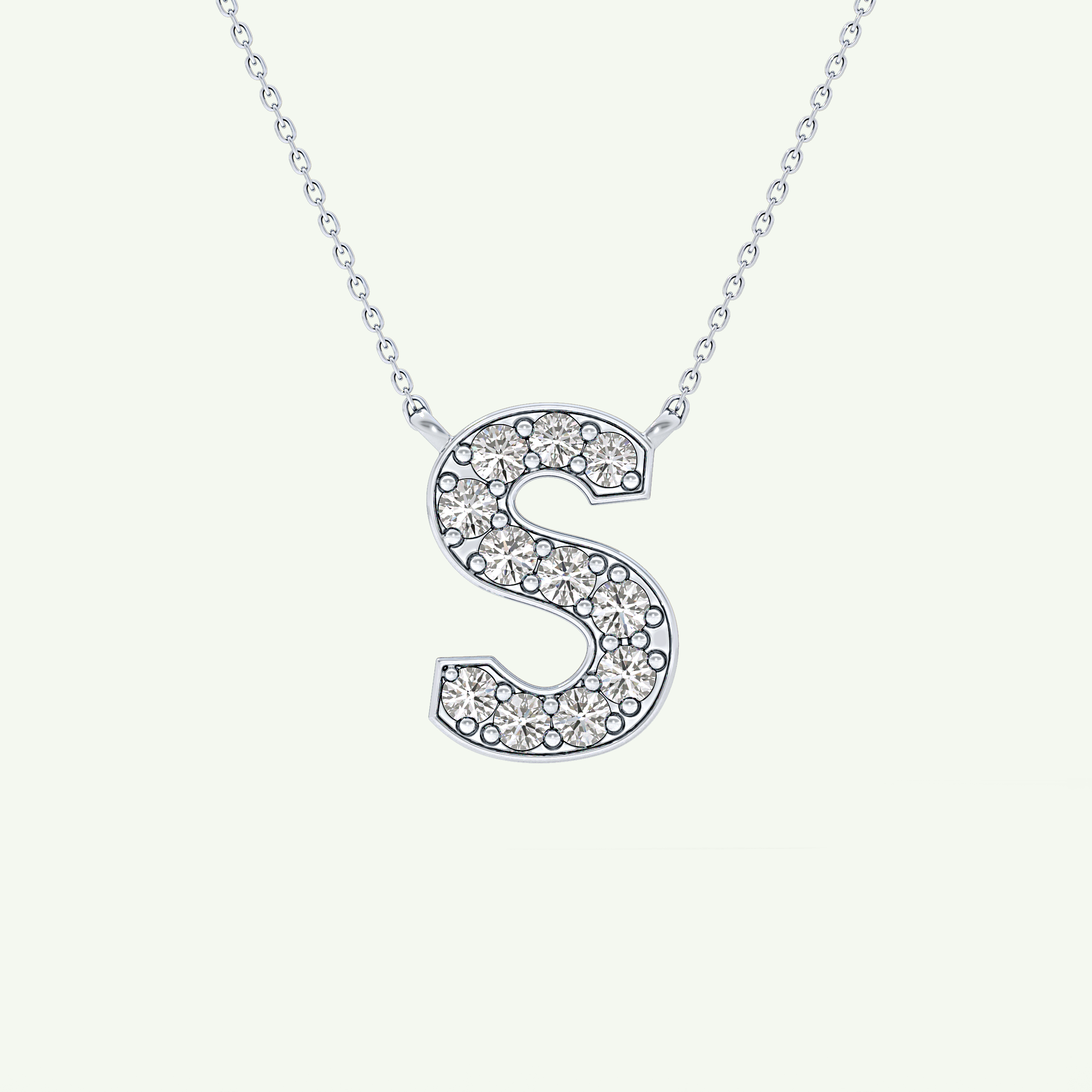0.77 CT Round Lab-Grown Diamond S Initial Necklace 12