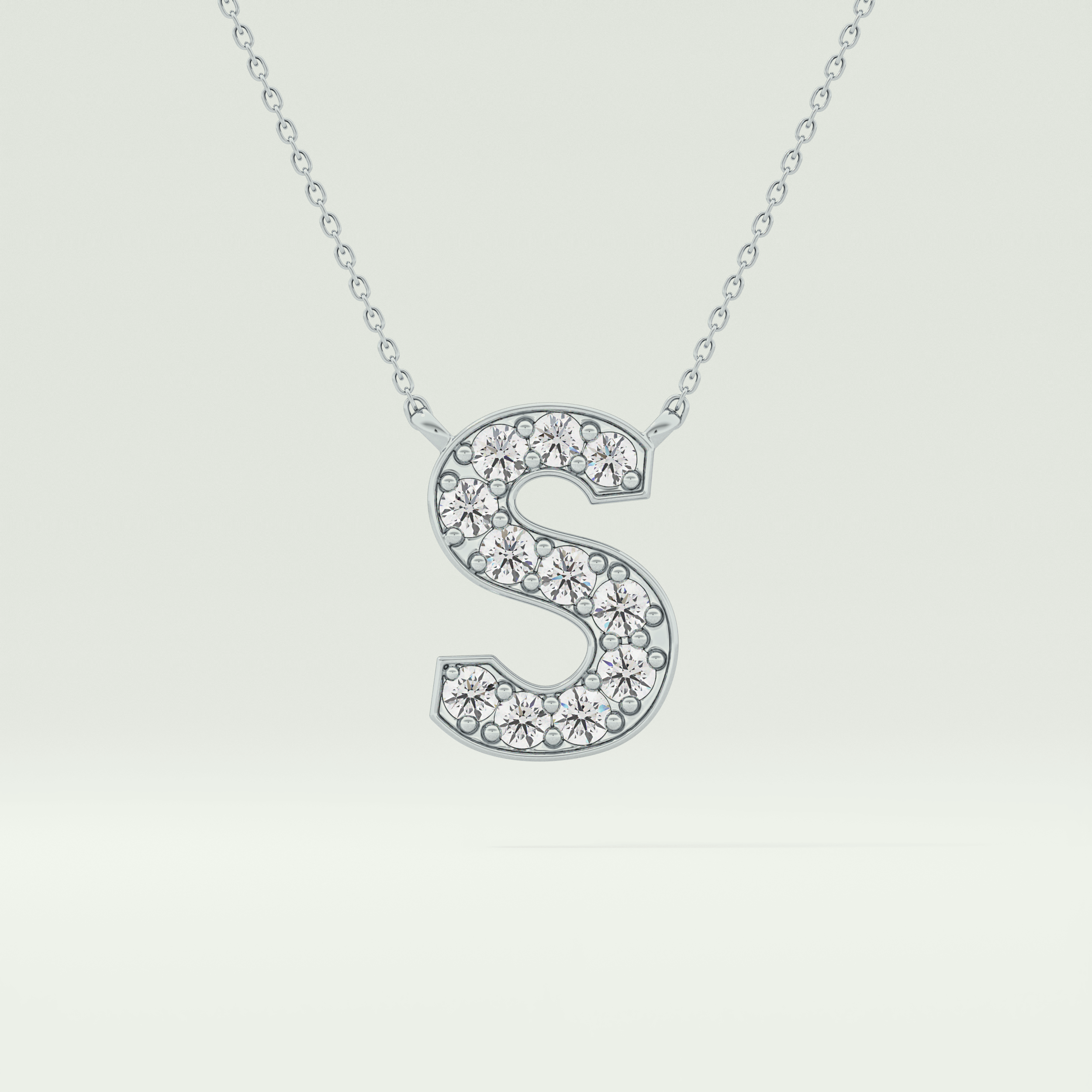 0.77 CT Round Lab-Grown Diamond S Initial Necklace 11