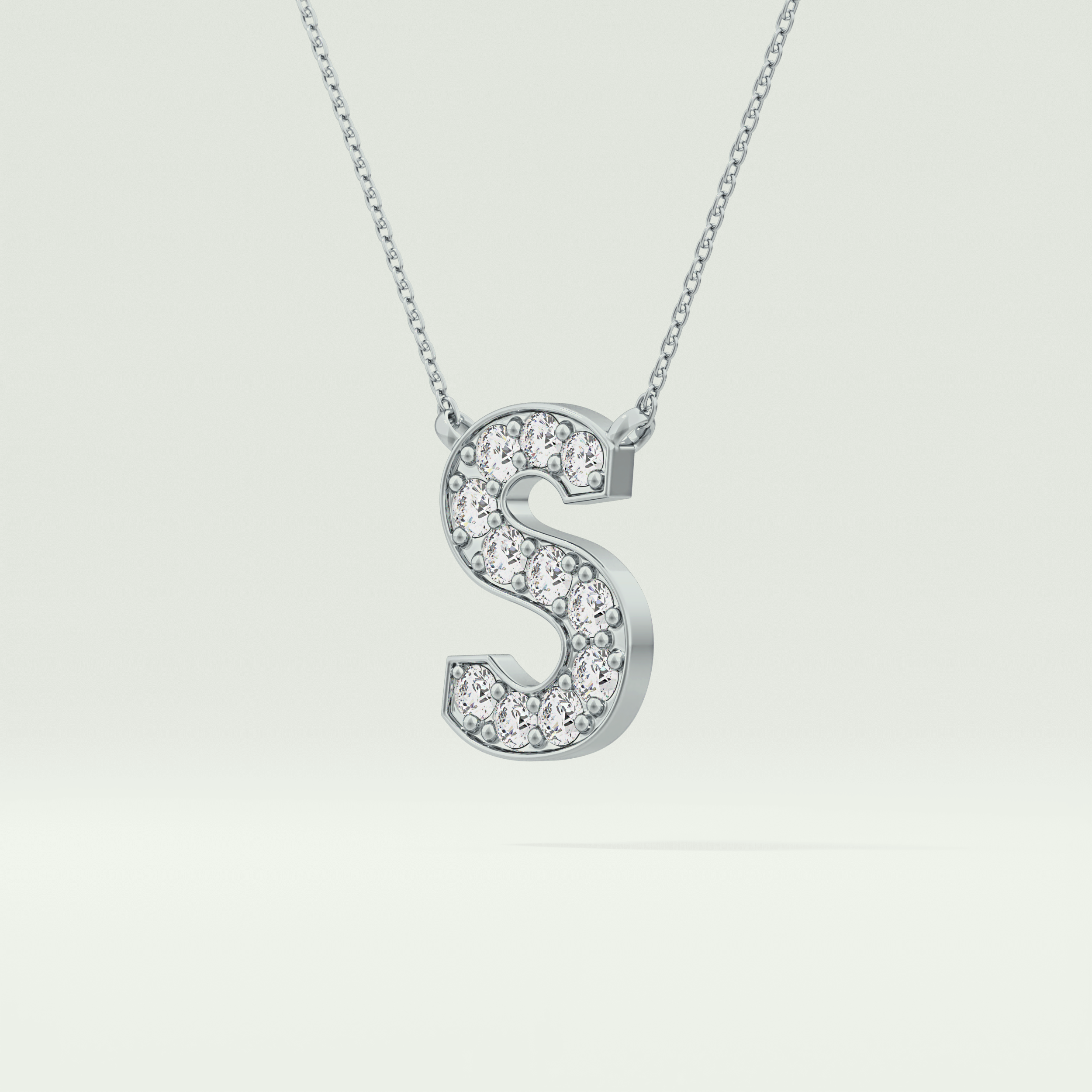 0.77 CT Round Lab-Grown Diamond S Initial Necklace 13