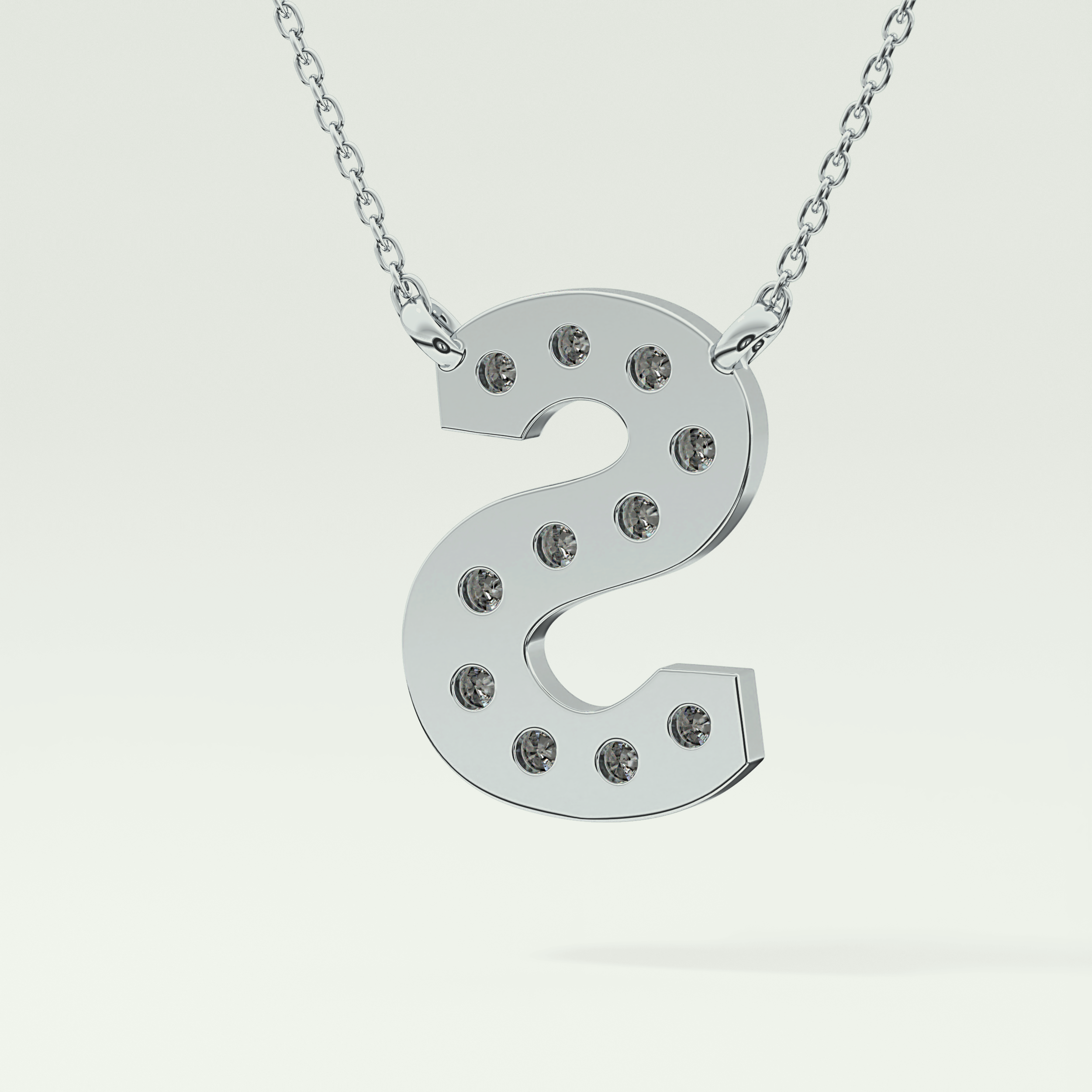 0.77 CT Round Lab-Grown Diamond S Initial Necklace 15