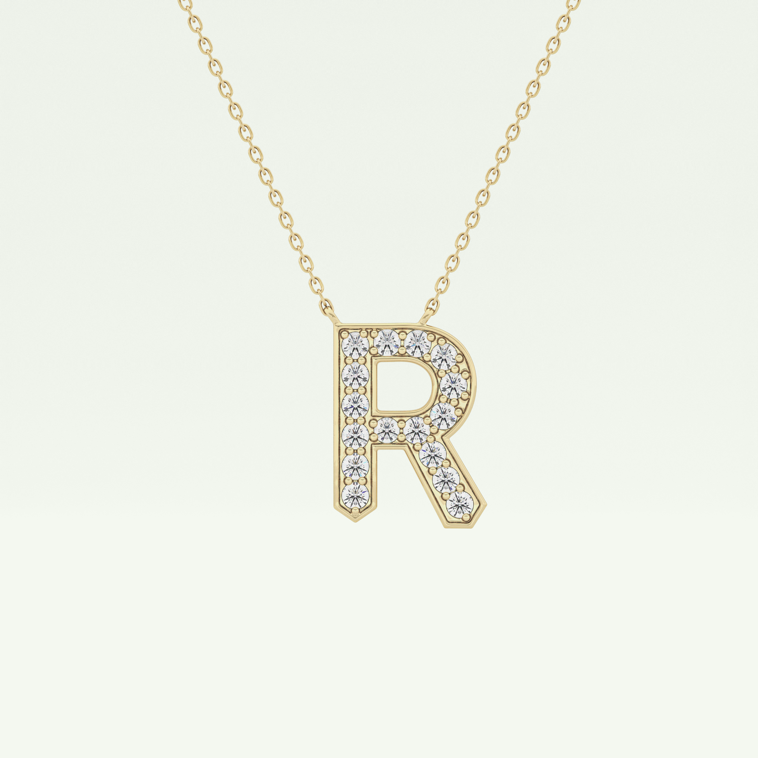 0.348 CT Round Lab-Grown Diamond R Initial Necklace 1