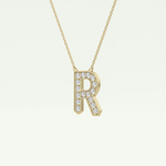 0.348 CT Round Lab-Grown Diamond R Initial Necklace 2