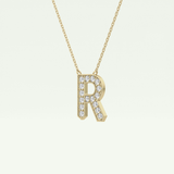 0.348 CT Round Lab-Grown Diamond R Initial Necklace 2