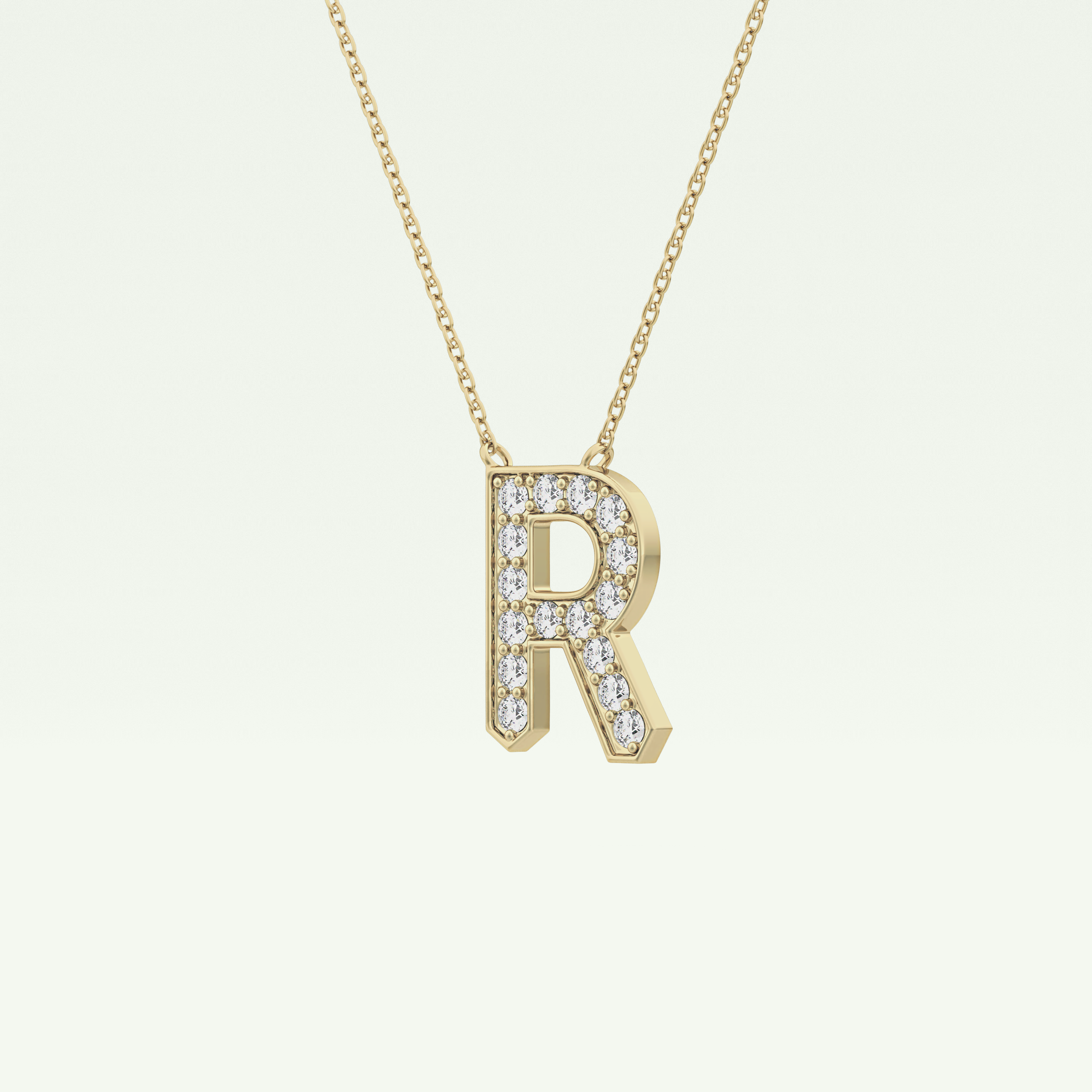 0.348 CT Round Lab-Grown Diamond R Initial Necklace 2
