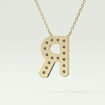 0.348 CT Round Lab-Grown Diamond R Initial Necklace 4