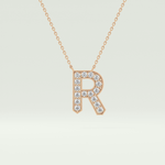 0.348 CT Round Lab-Grown Diamond R Initial Necklace 5