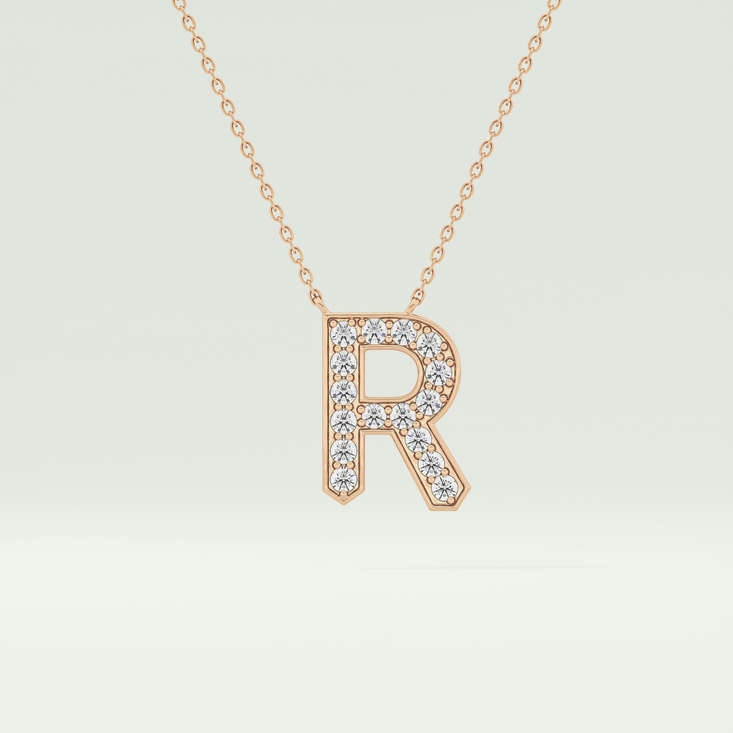 0.348 CT Round Lab-Grown Diamond R Initial Necklace 5