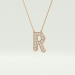0.348 CT Round Lab-Grown Diamond R Initial Necklace 6