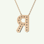 0.348 CT Round Lab-Grown Diamond R Initial Necklace 8