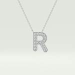 0.348 CT Round Lab-Grown Diamond R Initial Necklace 9