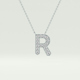 0.348 CT Round Lab-Grown Diamond R Initial Necklace 9