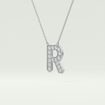 0.348 CT Round Lab-Grown Diamond R Initial Necklace 10
