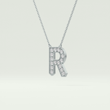 0.348 CT Round Lab-Grown Diamond R Initial Necklace 10
