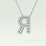 0.348 CT Round Lab-Grown Diamond R Initial Necklace 12