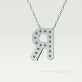0.348 CT Round Lab-Grown Diamond R Initial Necklace 12