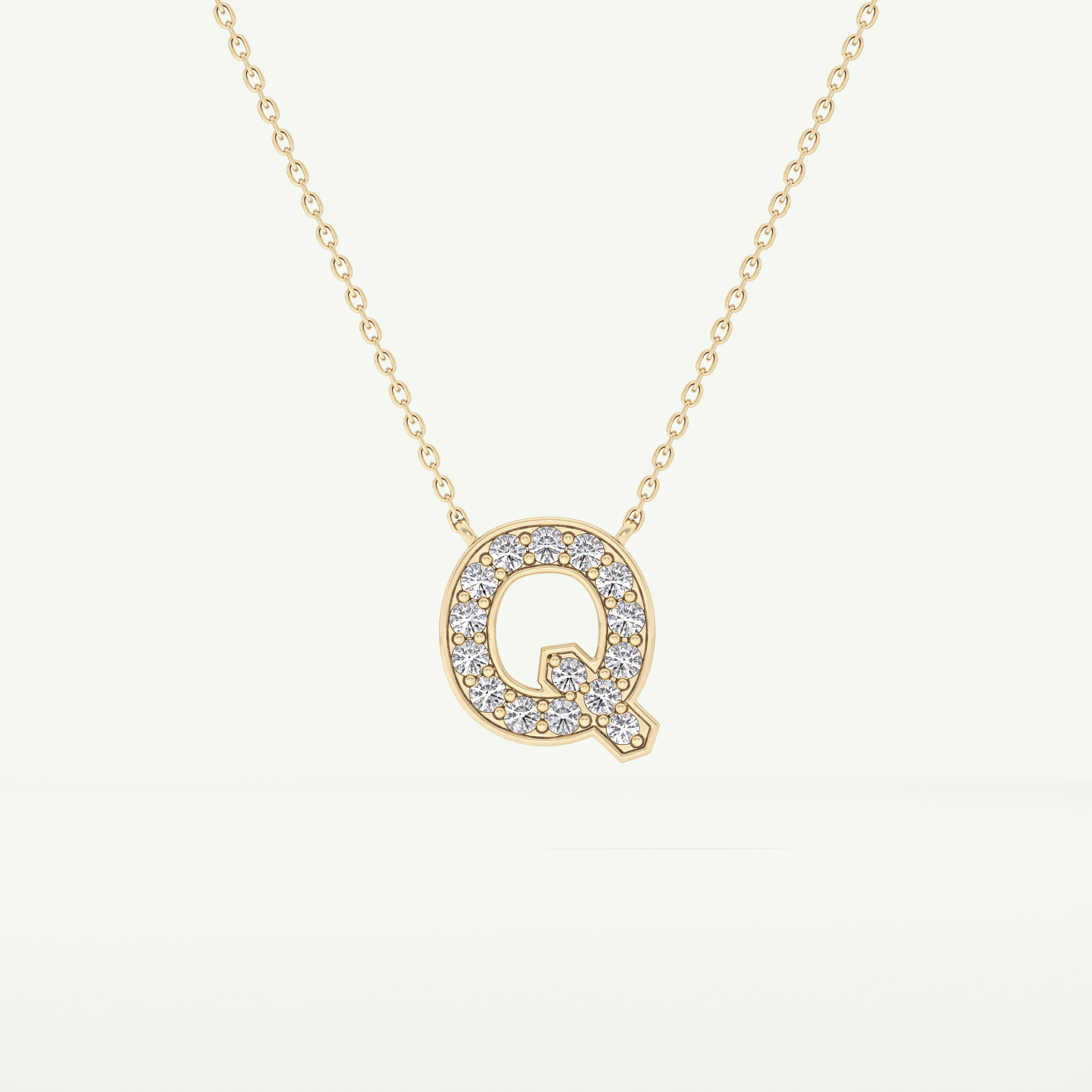 0.268 CT Round Lab-Grown Diamond Q Initial Necklace 2