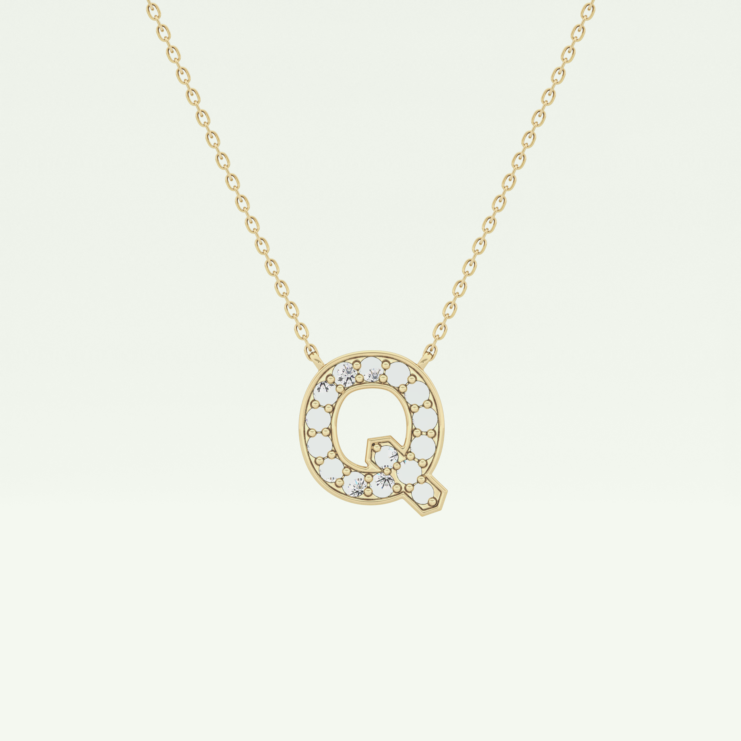 0.268 CT Round Lab-Grown Diamond Q Initial Necklace 1