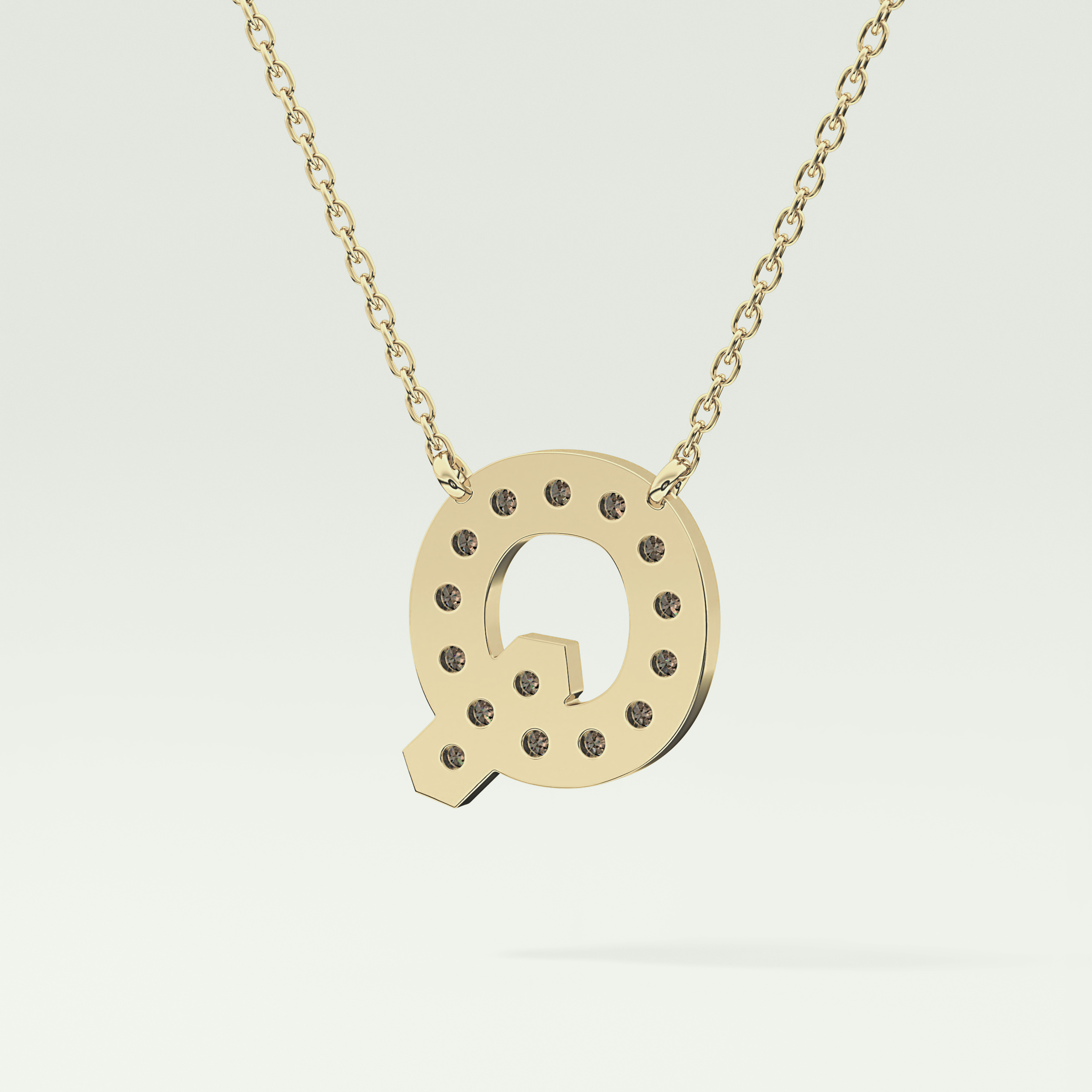 0.268 CT Round Lab-Grown Diamond Q Initial Necklace 5