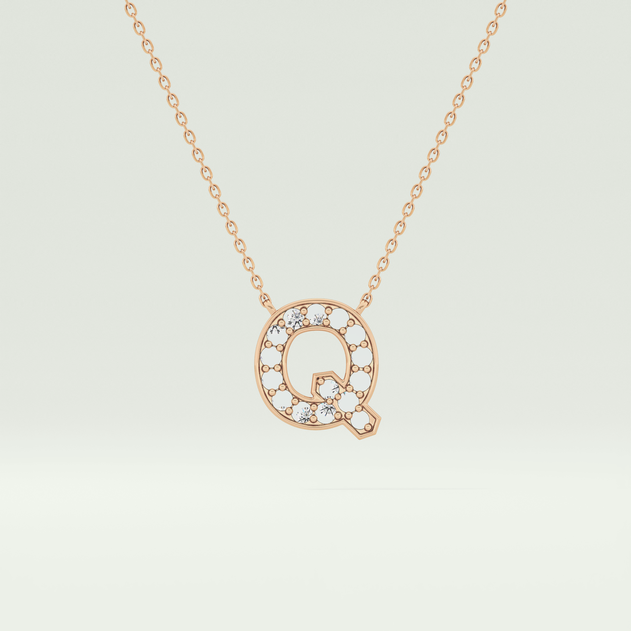 0.268 CT Round Lab-Grown Diamond Q Initial Necklace 6