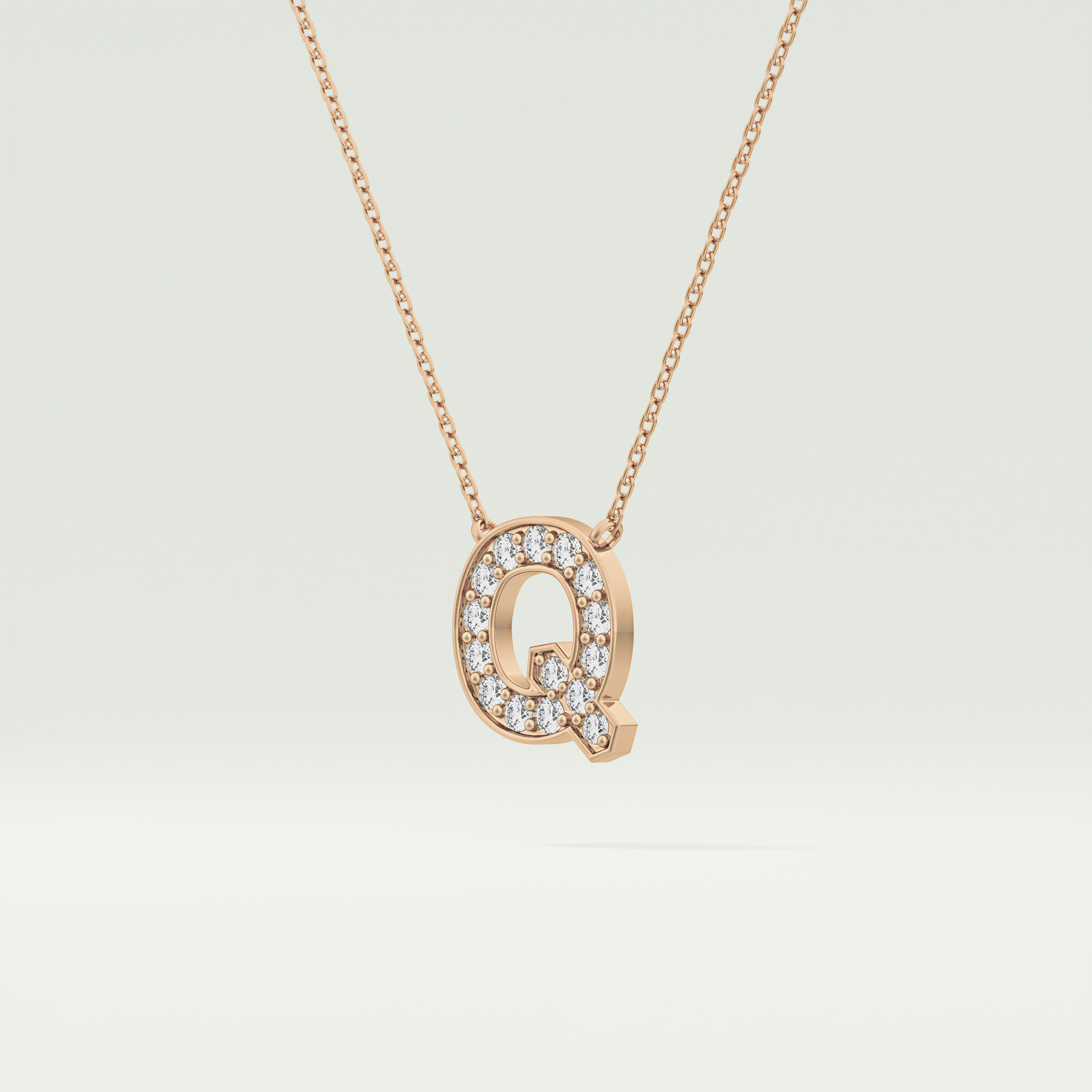 0.268 CT Round Lab-Grown Diamond Q Initial Necklace 8