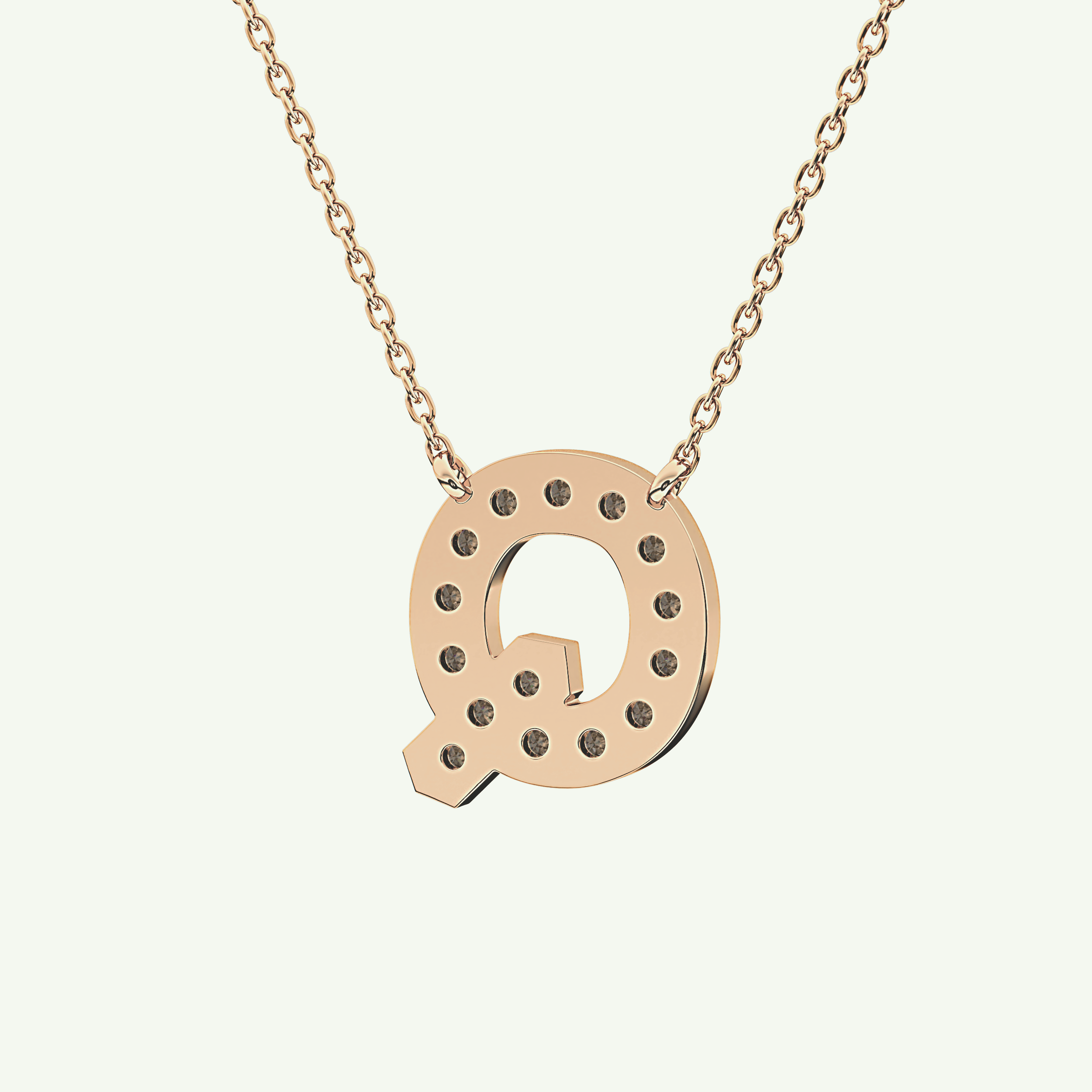 0.268 CT Round Lab-Grown Diamond Q Initial Necklace 10