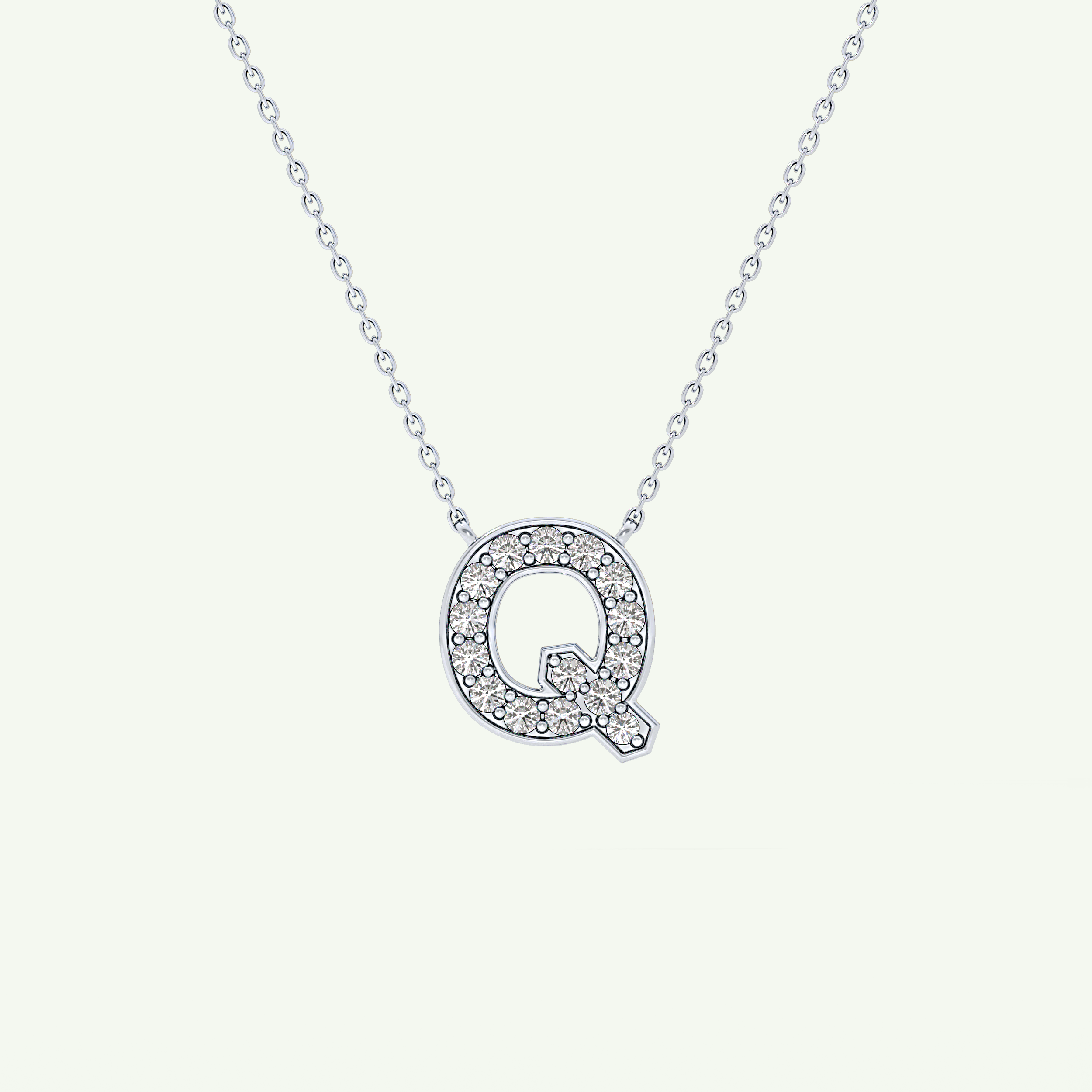 0.268 CT Round Lab-Grown Diamond Q Initial Necklace 12