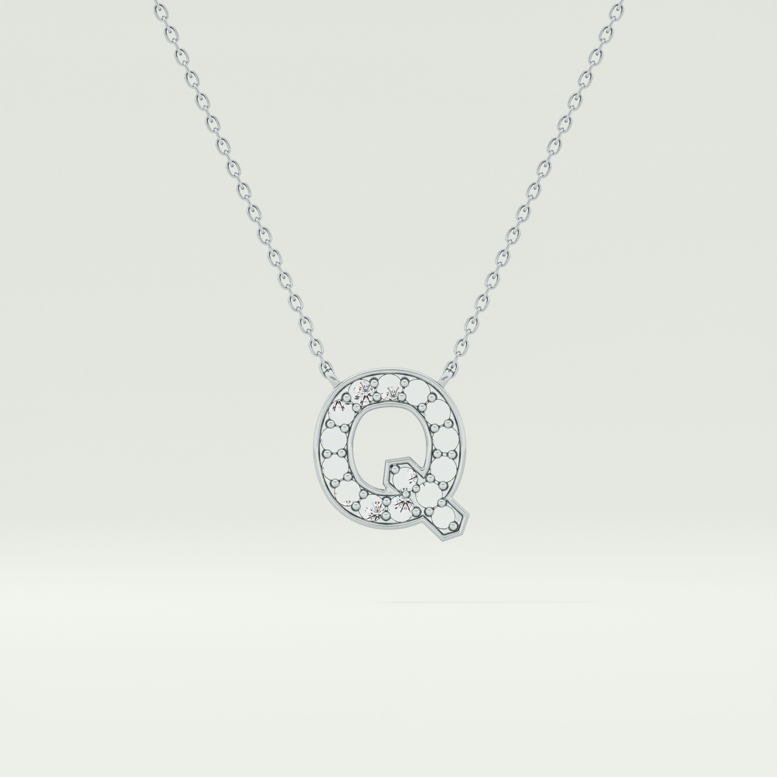 0.268 CT Round Lab-Grown Diamond Q Initial Necklace 11