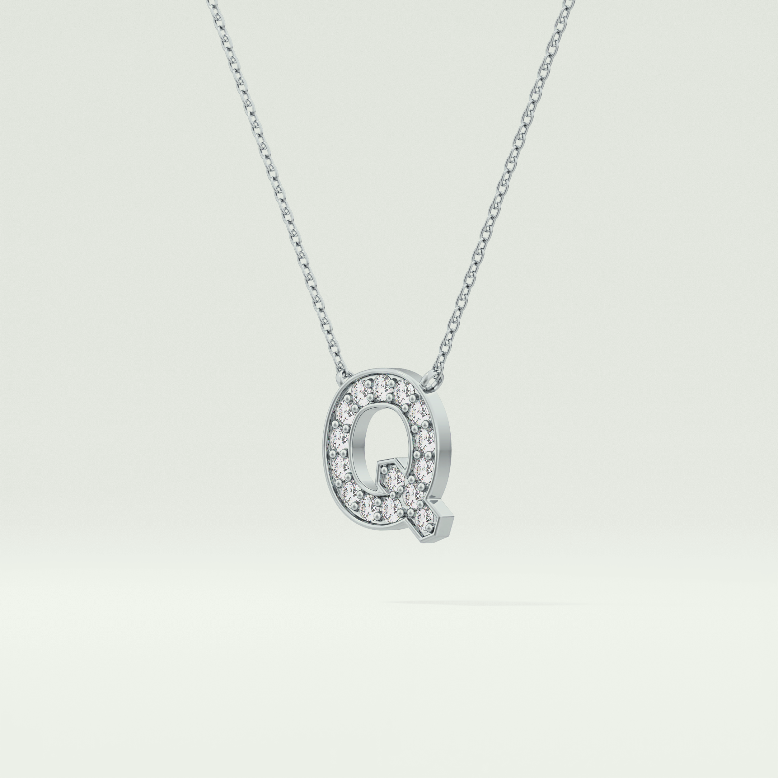 0.268 CT Round Lab-Grown Diamond Q Initial Necklace 13
