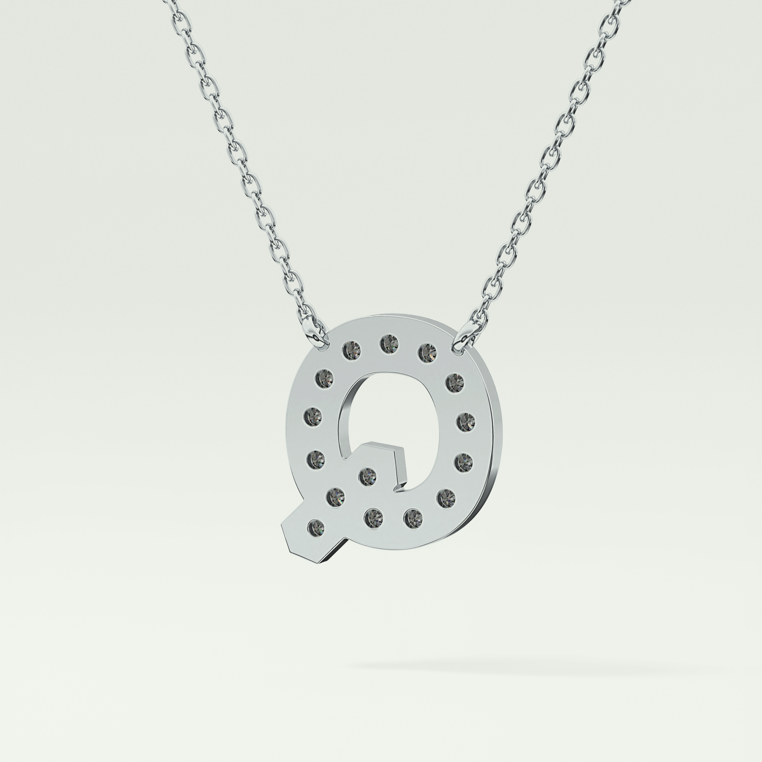 0.268 CT Round Lab-Grown Diamond Q Initial Necklace 15