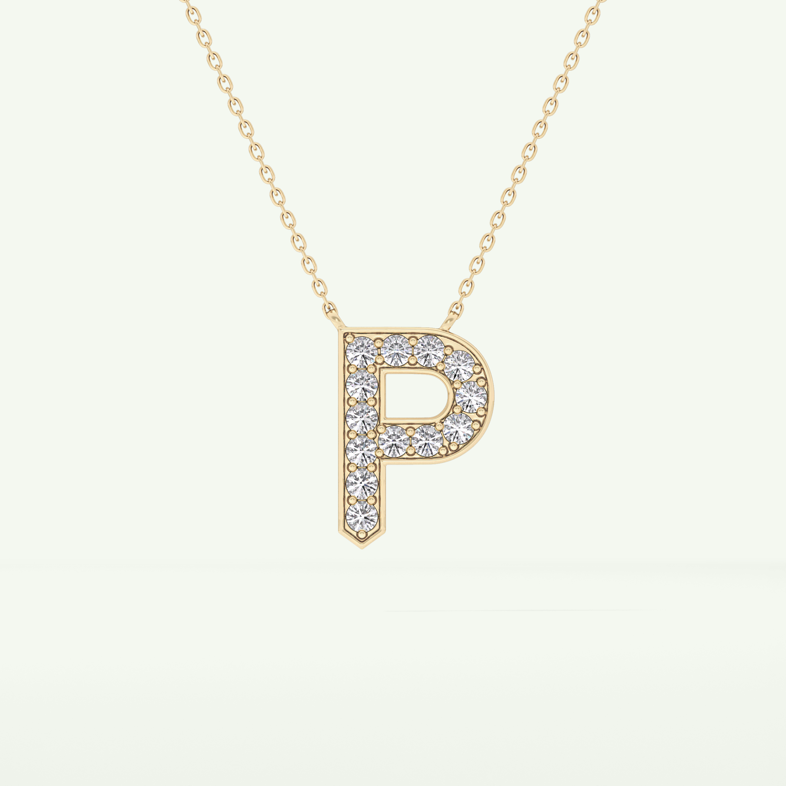 0.39 CT Round Lab-Grown Diamond P Initial Necklace 2