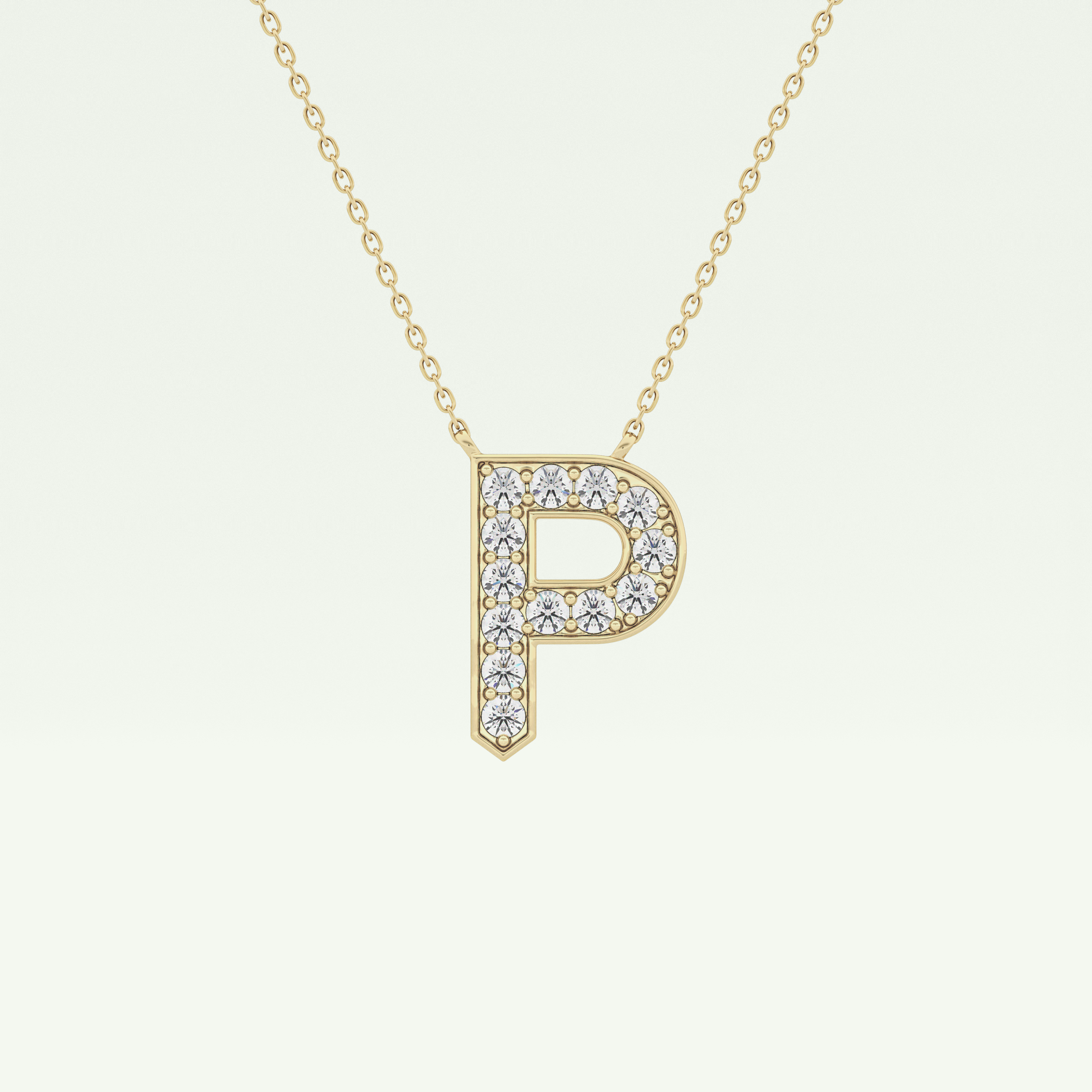 0.39 CT Round Lab-Grown Diamond P Initial Necklace 1