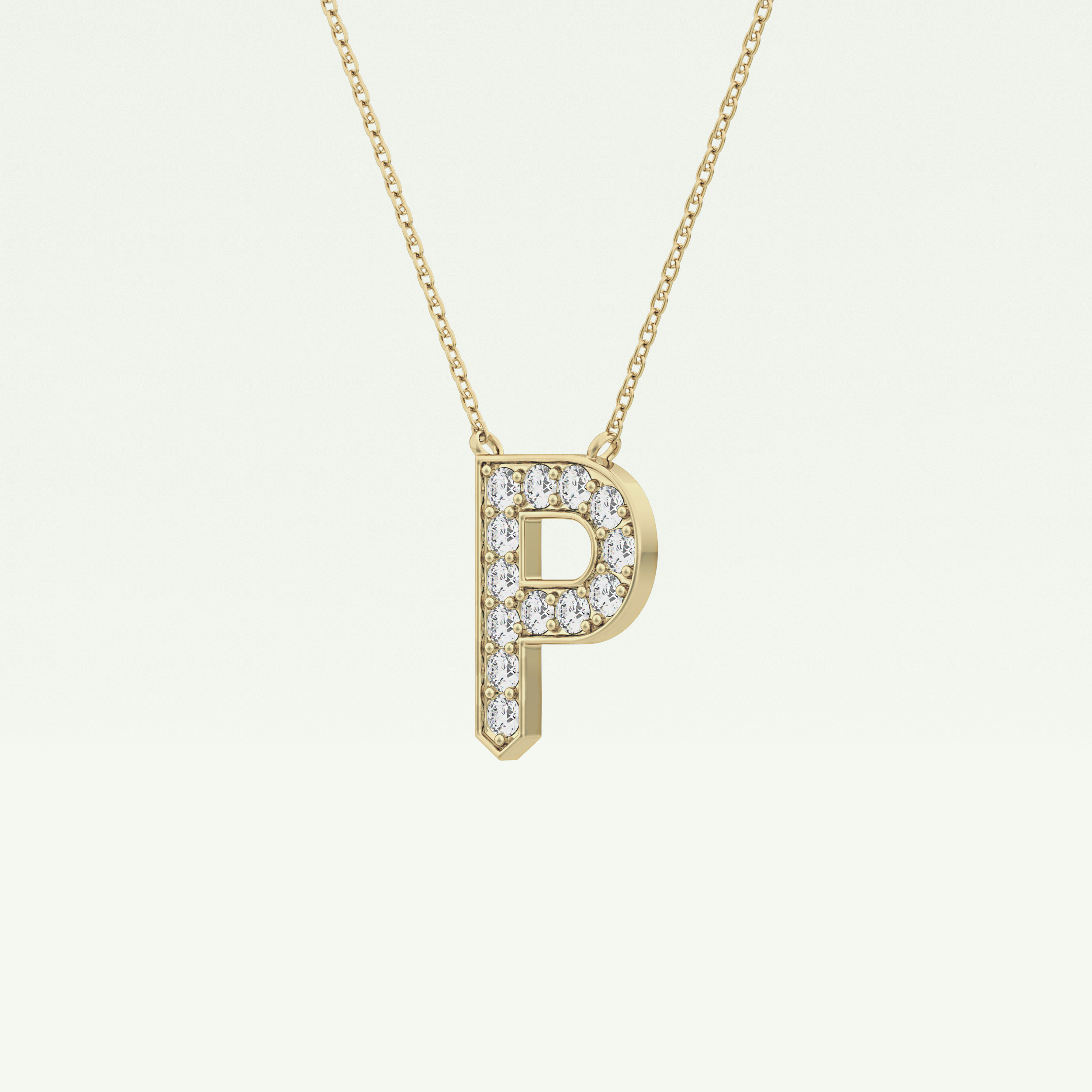 0.39 CT Round Lab-Grown Diamond P Initial Necklace 3