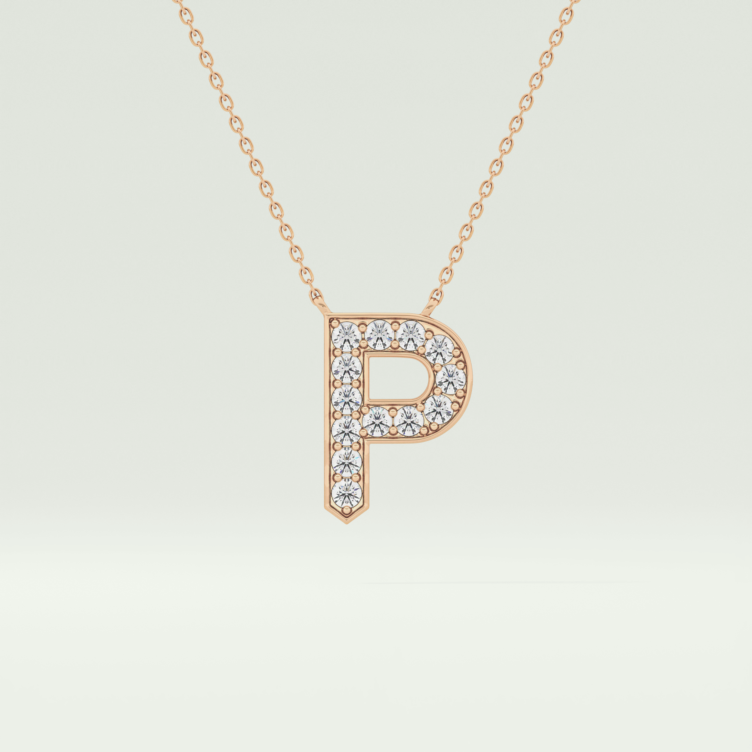 0.39 CT Round Lab-Grown Diamond P Initial Necklace 7