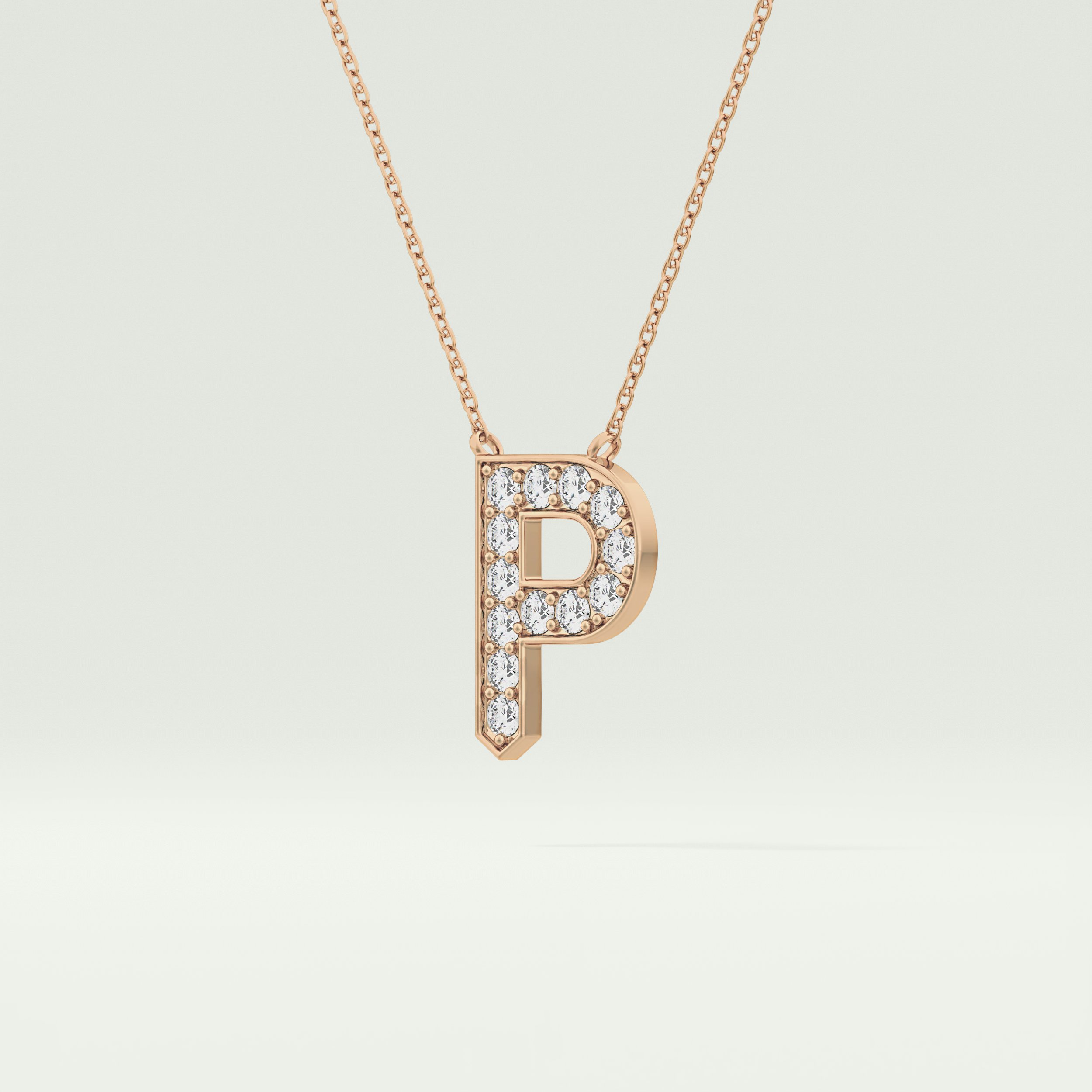 0.39 CT Round Lab-Grown Diamond P Initial Necklace 9