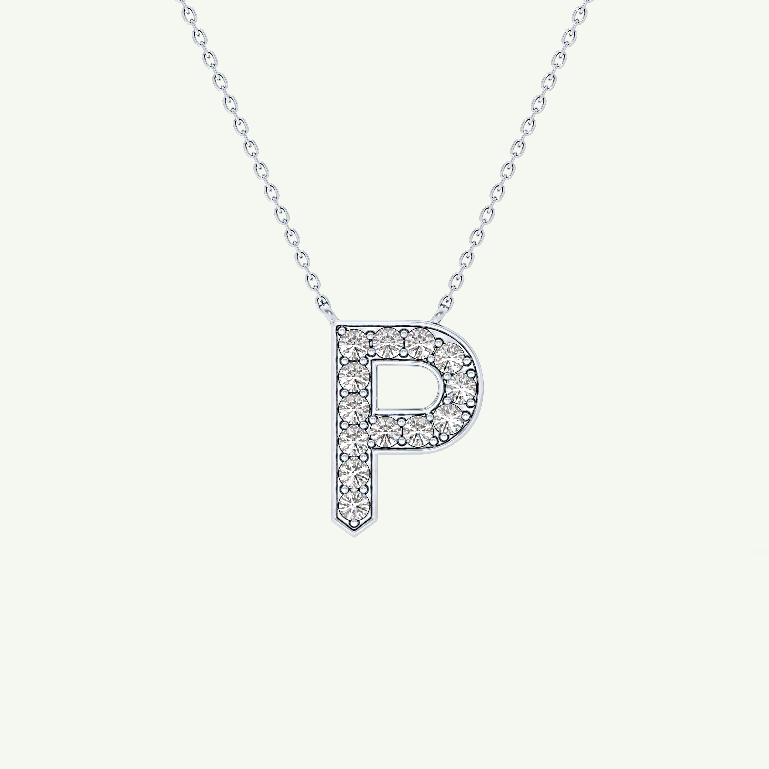 0.39 CT Round Lab-Grown Diamond P Initial Necklace 14
