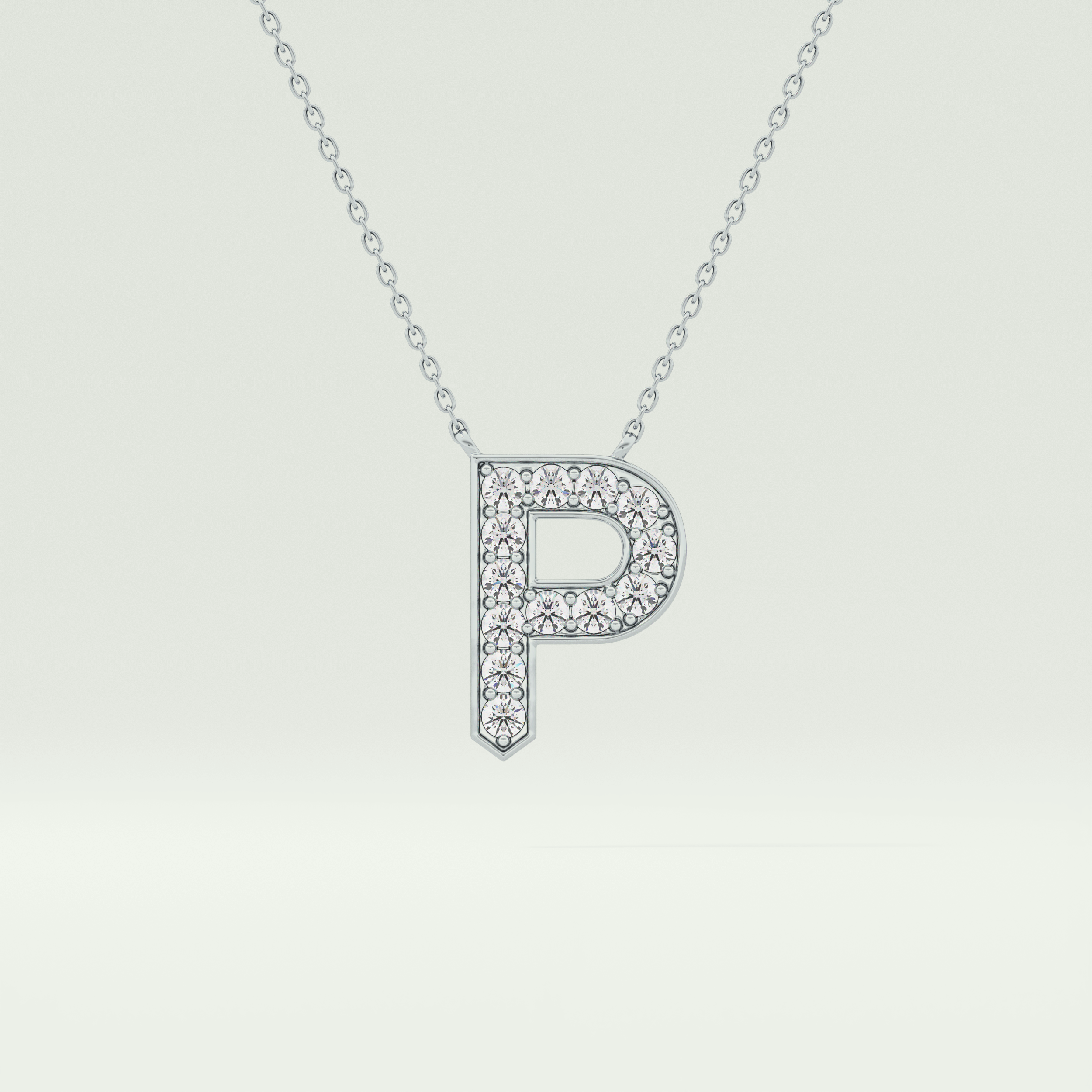 0.39 CT Round Lab-Grown Diamond P Initial Necklace 13