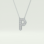 0.39 CT Round Lab-Grown Diamond P Initial Necklace 15